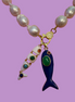 Collana OCEANO - PERLE coltivate barocche - chiusura gioiello argento 925 - cm 40- con charms pesci