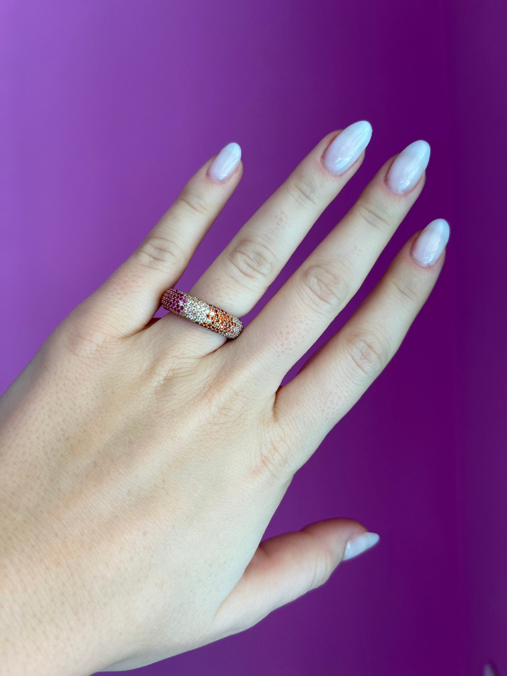 Anello RAINBOW argento 925 rosé con zirconi colorati - mis 17