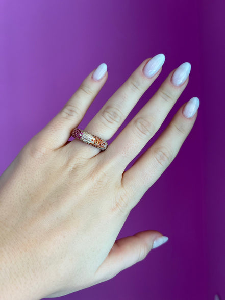 Anello RAINBOW argento 925 rosé con zirconi colorati - mis 17