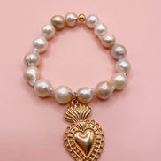 Bracciale Bisette -TALISMANI perle con charm Cuore sacro Gold (Copia)