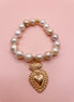 Bracciale Bisette -TALISMANI perle con charm Cuore sacro Gold (Copia)