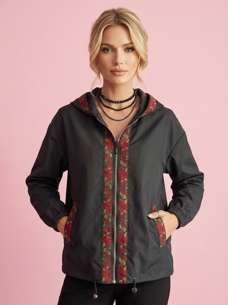 Rose Jacket   : -rain jacket con  passamaneria Couture