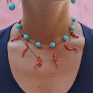 Collezione Oceano  - Collana argento 925 con  7 sfere turchese