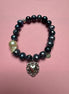 Bracciale Bisette -TALISMANI perle grey con charm Cuore sacro