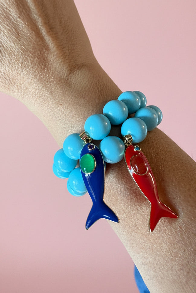 Bracciale Bisette - OCEANO  turchese con charm pesciolino