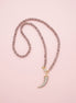 Collana TALISMANI - occhi di gatto mauve   mm 6 - chiusura gioiello - cm 60 - charm corno