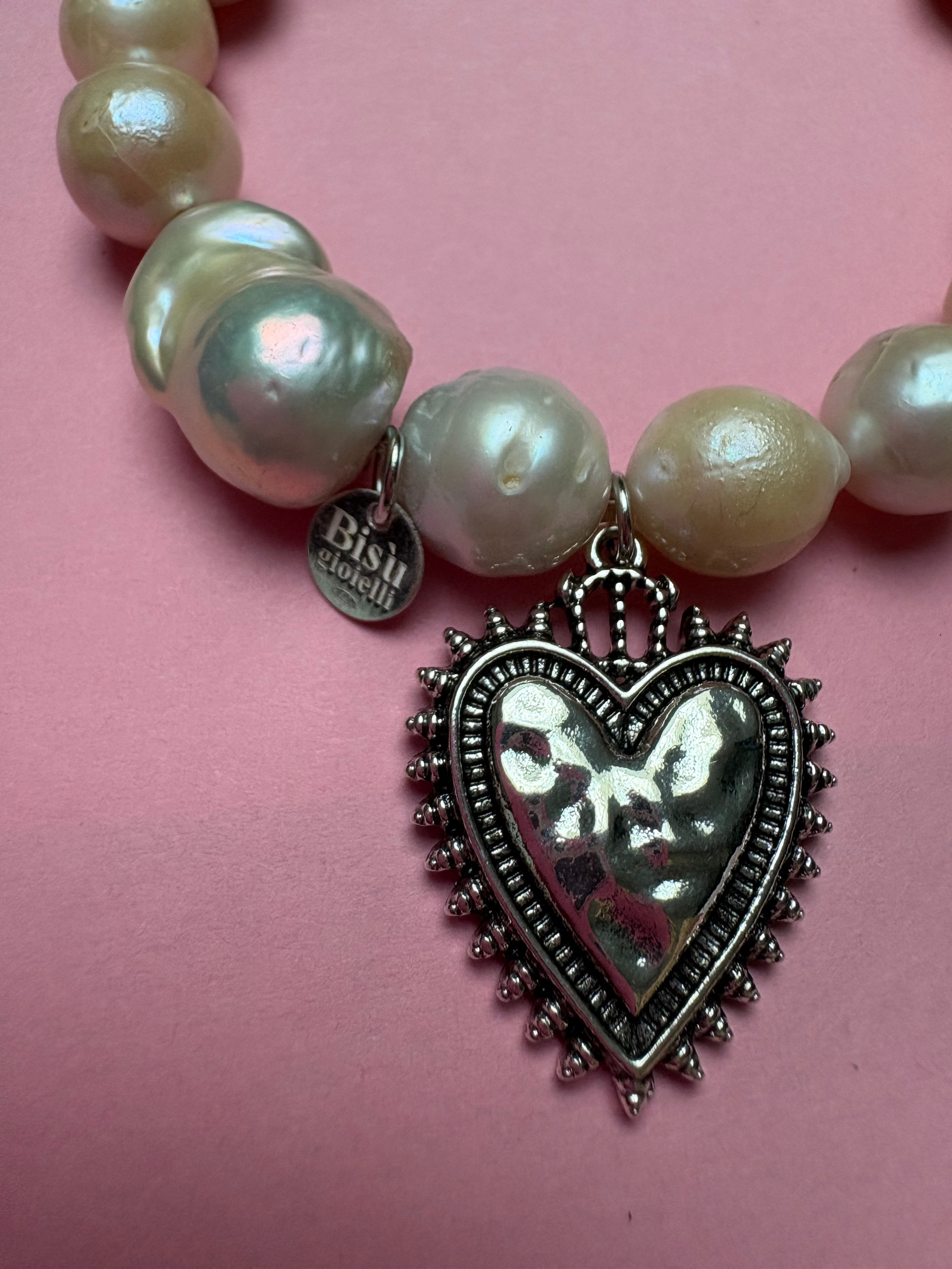 Bracciale Bisette -TALISMANI  perle  con charm Cuore Sacro