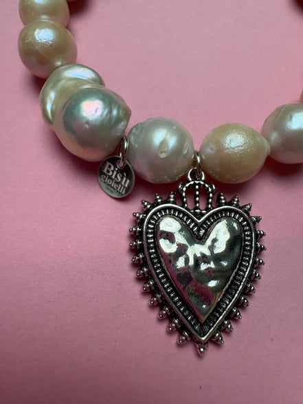 Bracciale Bisette -TALISMANI  perle  con charm Cuore Sacro