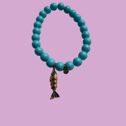 Bracciale Bisette - JAIPUR  OCEANO  turchese con charm pesciolino gold