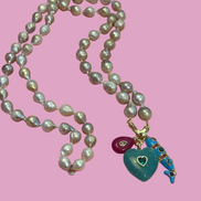JAIPUR  - Collana sautoir perle barocche e argento 925 doppio moschettone e charms