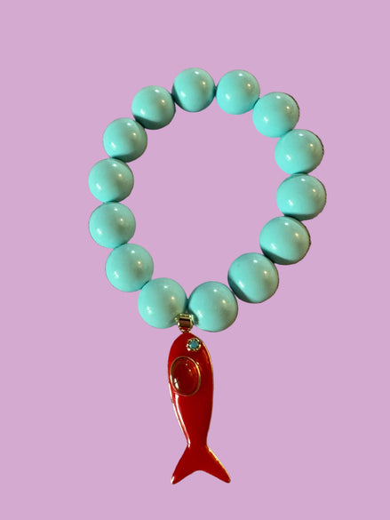 Bracciale Bisette - OCEANO  turchese con charm pesciolino