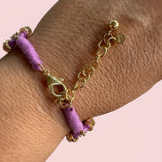Bracciale MANTRA - Macrame’ con zirconi e ottone placcato oro giallo