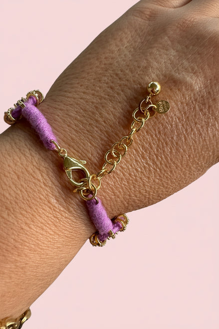 Bracciale MANTRA 4 - Macrame’ con zirconi e ottone placcato oro giallo
