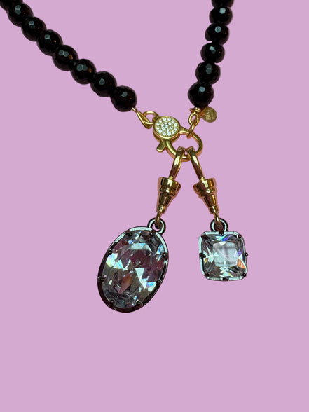 Collana LUCE - ONICE  mm 8 - chiusura gioiello argento 925 - cm 60 - charms Luce
