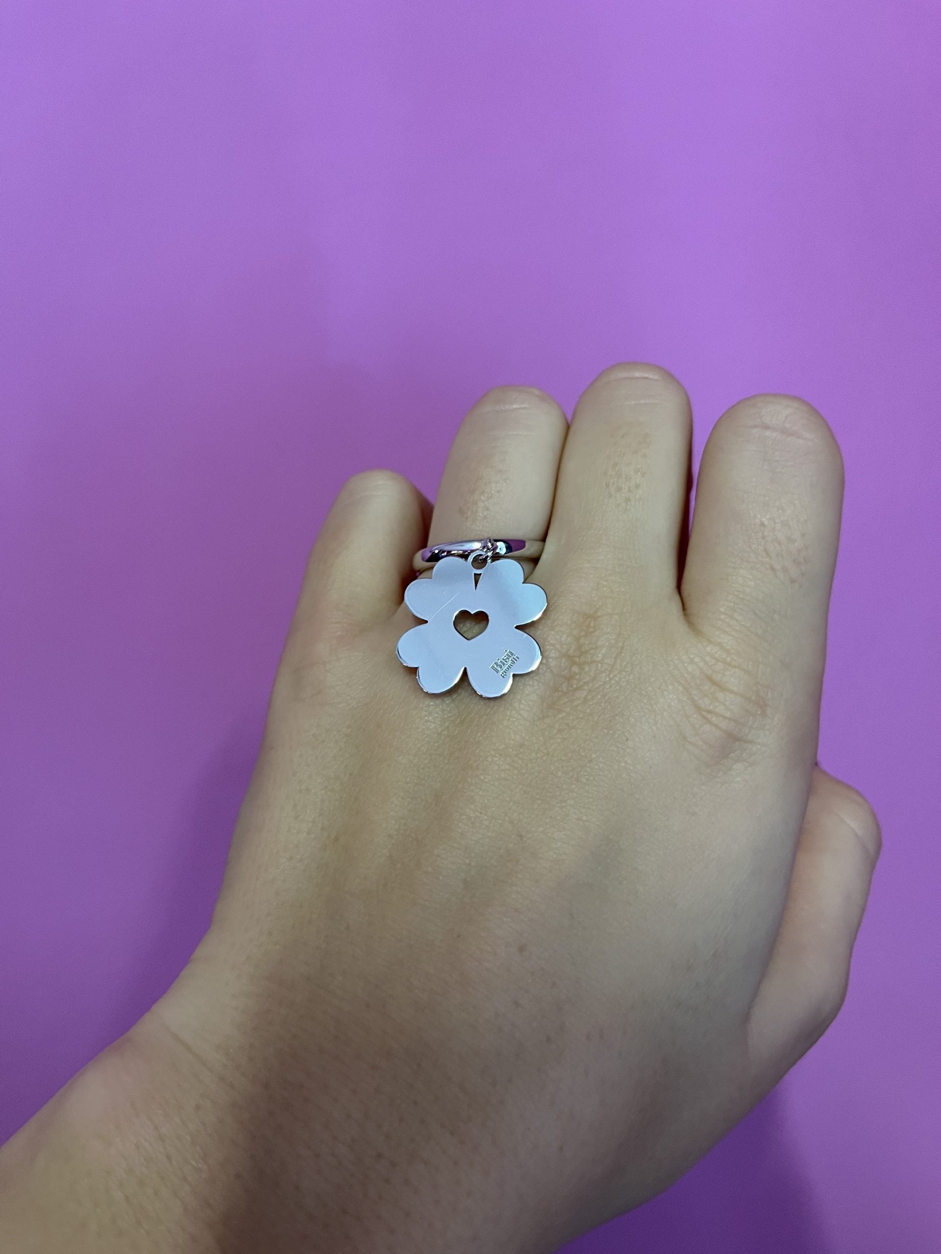 Anello CHANCE medio - rodio con cuoricino traforato