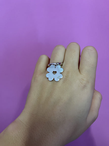 Anello CHANCE medio - rodio con cuoricino traforato