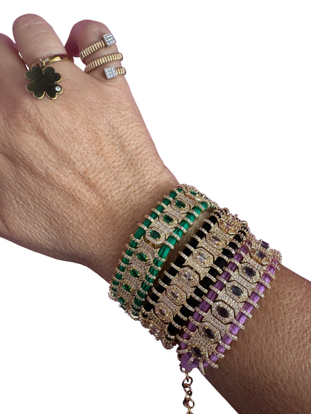 Bracciale MANTRA - Macrame’ con zirconi e ottone placcato oro giallo
