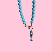 Collana OCEANO - Turchese  mm 10 - chiusura gioiello argento 925 - cm 60