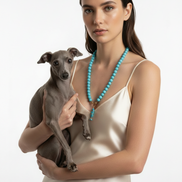 Collana OCEANO - Turchese  mm 10 - chiusura gioiello argento 925 - cm 60
