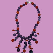 - TAKI Collier cascata con ametista e corallo rosso su  argento 925