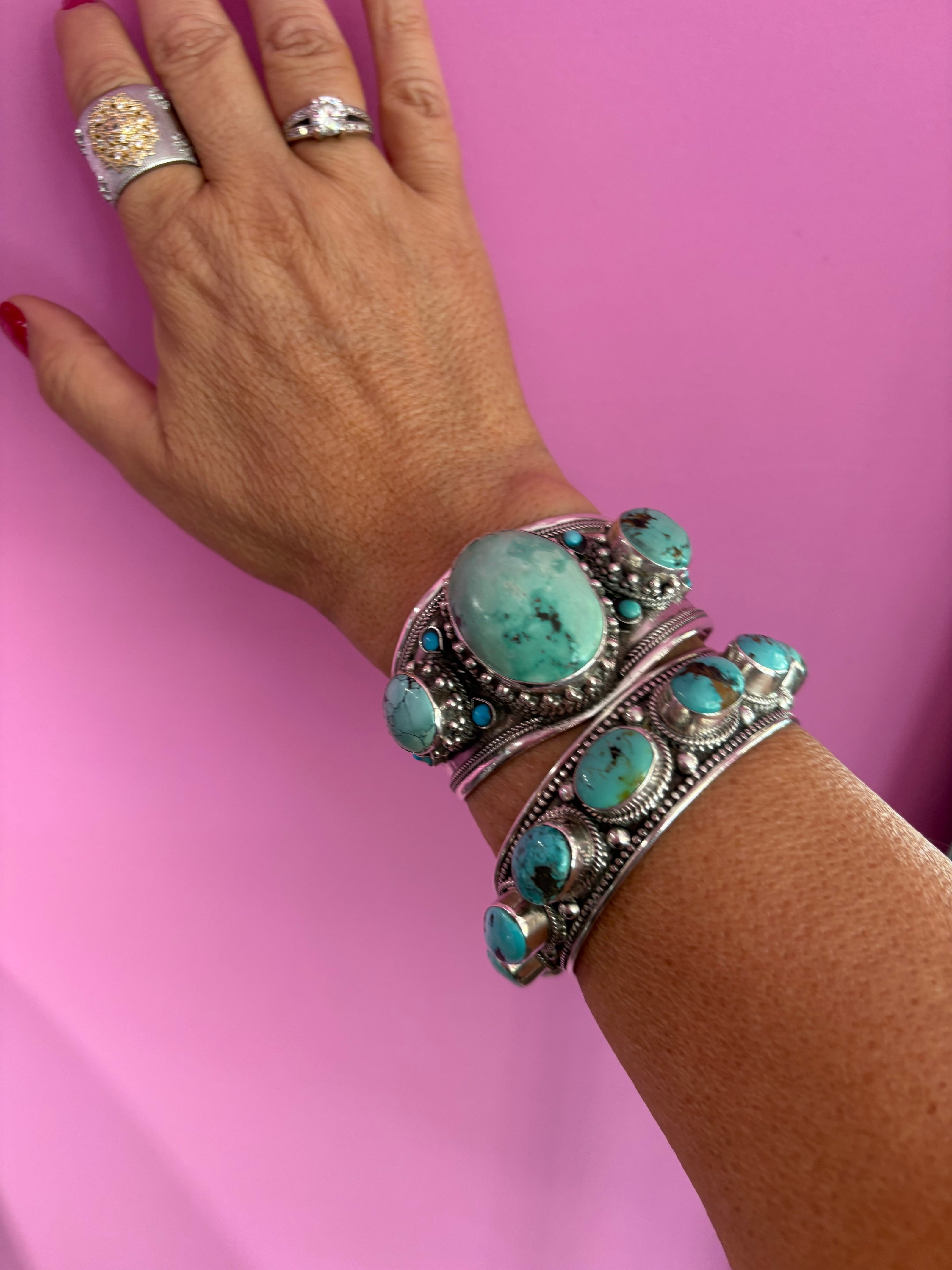 Bracciale collezione ETNICA -   Bangle. Argento 925 con turchesi