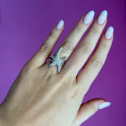 Anello stella marina - argento 925 con zirconi misura 13