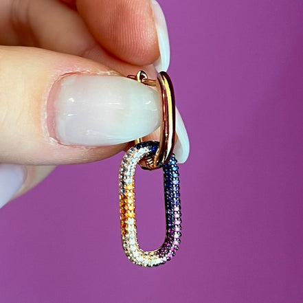 Mono orecchino  - Chain argento 925 rosé zirconi colorati