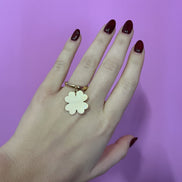 Anello CHANCE - quadrifoglio medio oro giallo con uno zircone
