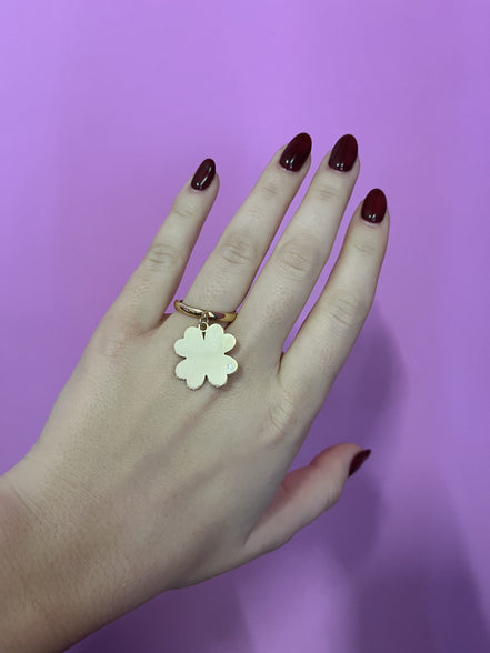 Anello CHANCE - quadrifoglio medio oro giallo con uno zircone