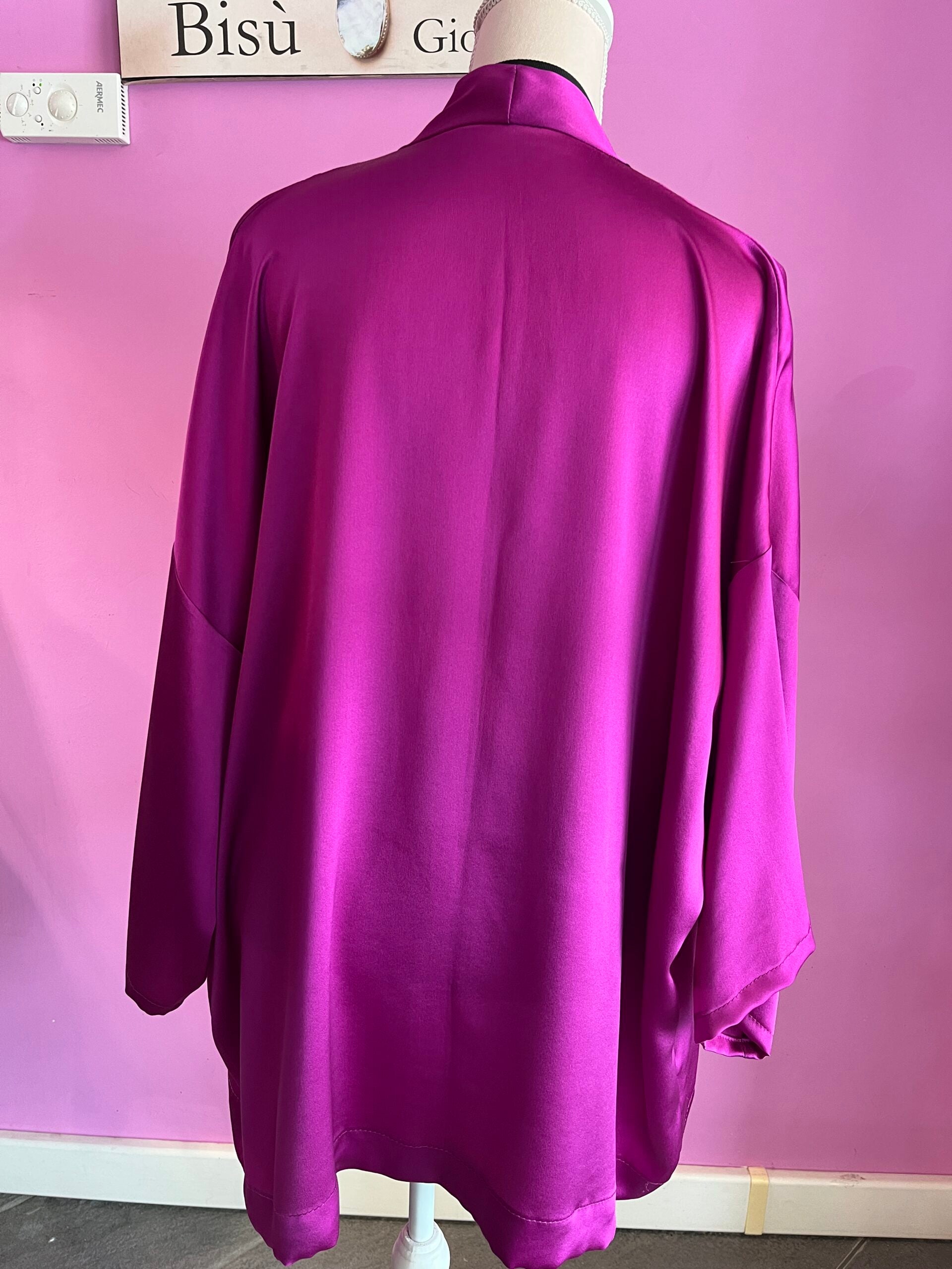 ARIA giacca morbida -Cardigan in seta 100% color ciclamino