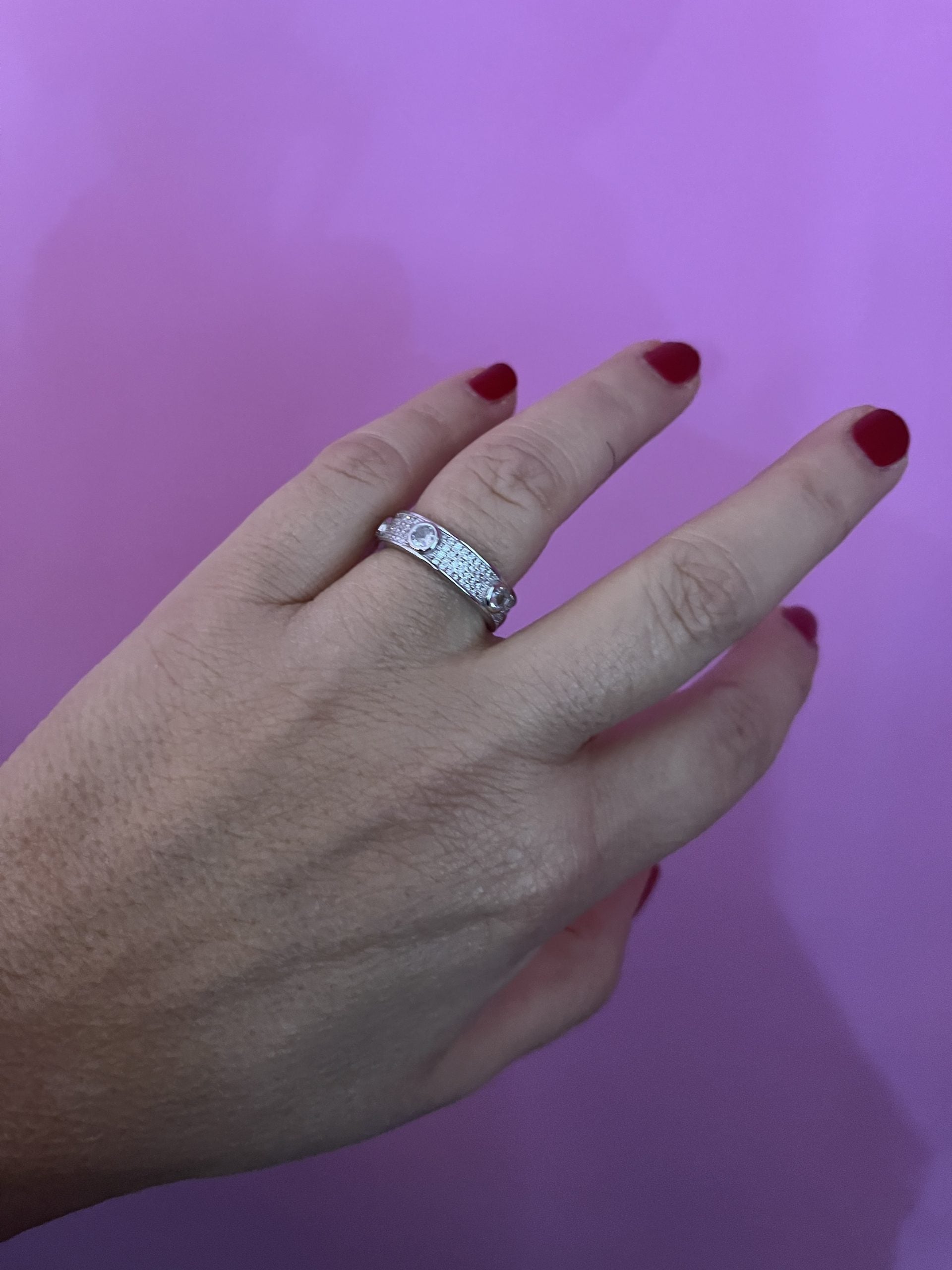 Anello Fede  con pave’ zirconi in argento925 rodio
