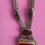 Gioiello d’Archivio Bisù — Rara Collana Sautoir Etnica in Argento 925 e Corniola Naturale