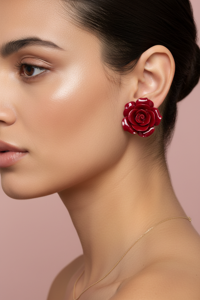 Orecchini Rose rosse grandi
