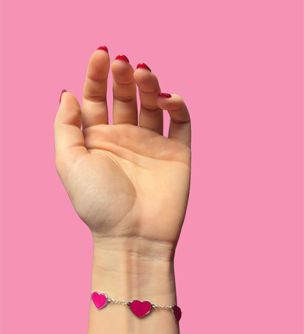 Braccialetto cuori fucsia