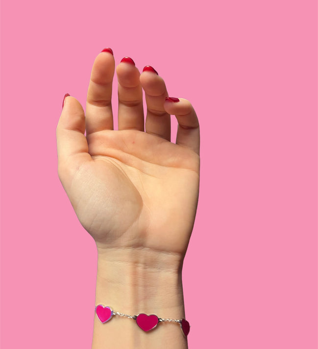 Braccialetto cuori fucsia