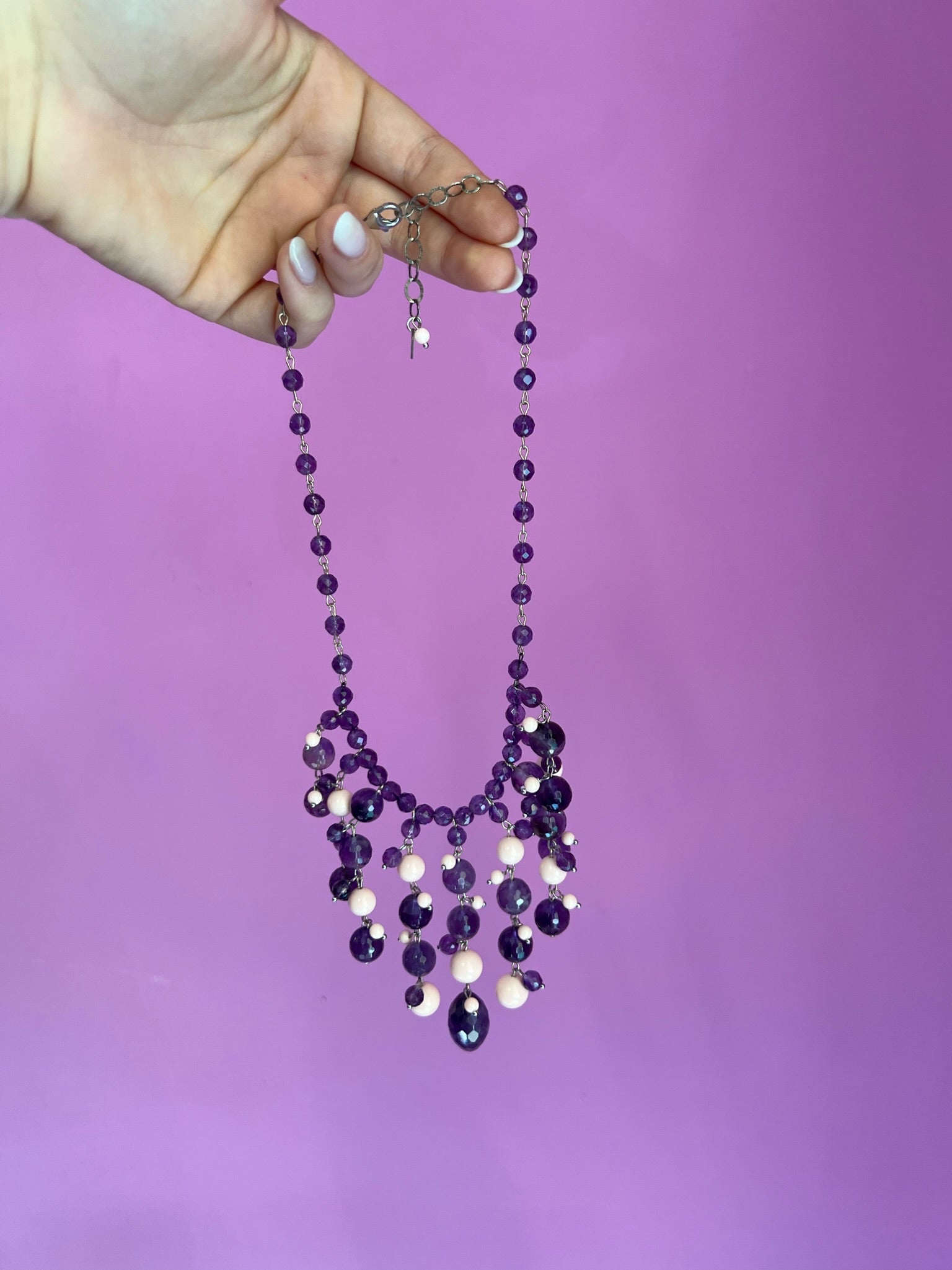 Couture - collier CASCATA ametista e corallo rosa