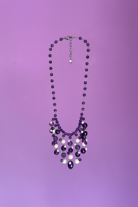 Couture - collier CASCATA ametista e corallo rosa
