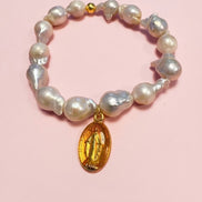 Bracciale Bisette -TALISMANI  perle coltivate barocche con charm Miracolosa