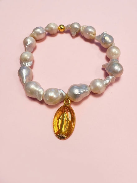 Bracciale Bisette -TALISMANI  perle coltivate barocche con charm Miracolosa