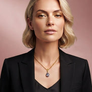 Collana Sfere e Luce - acciaio gold con pendente zircone rimovibile