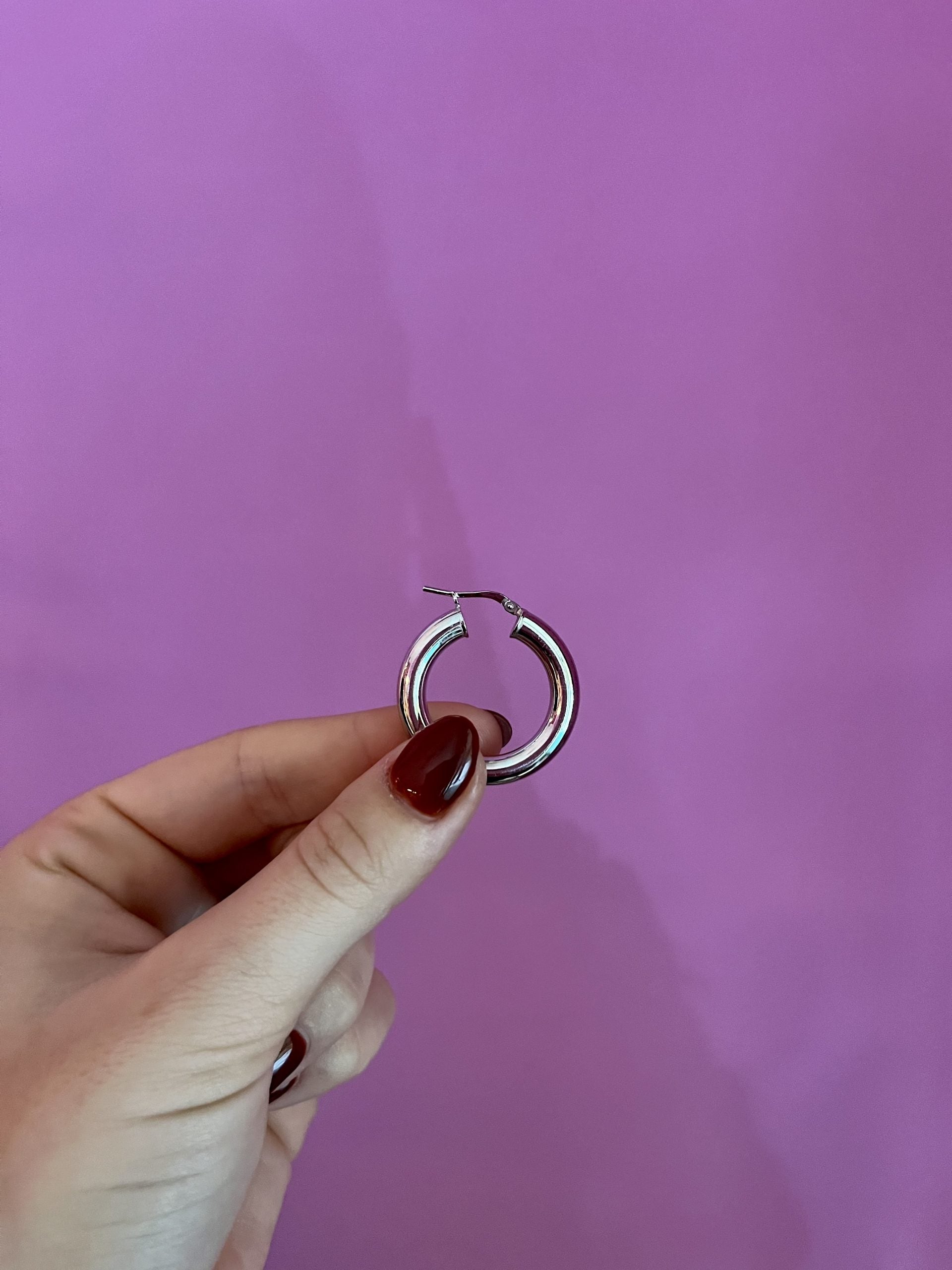 orecchini Hoop - anelle bombate argento 925 rodio