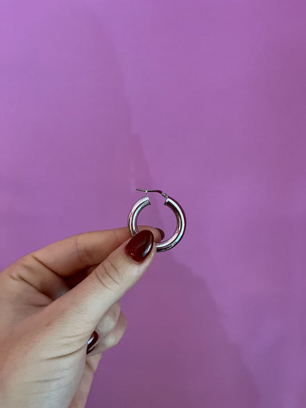 orecchini Hoop - anelle bombate argento 925 rodio