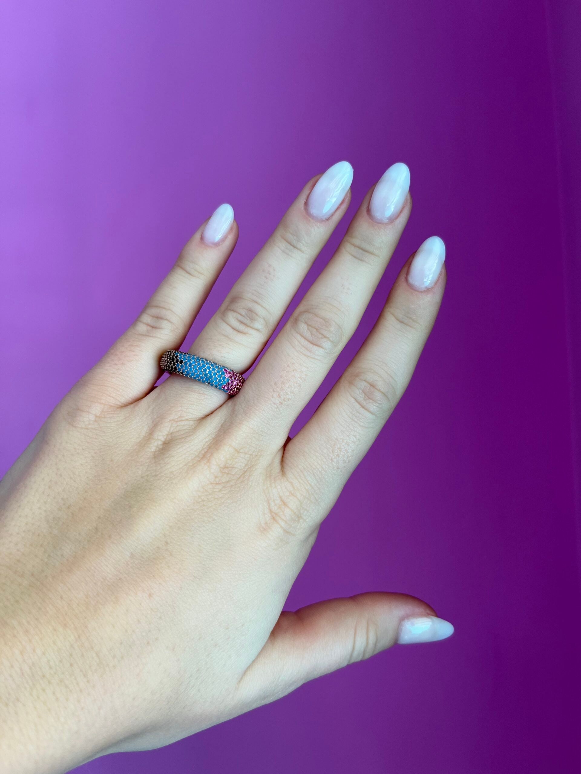 Anello RAINBOW argento 925 rosé con zirconi colorati - mis 17