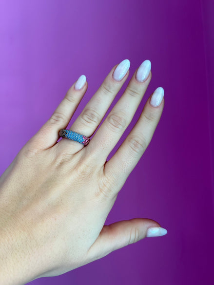 Anello RAINBOW argento 925 rosé con zirconi colorati - mis 17