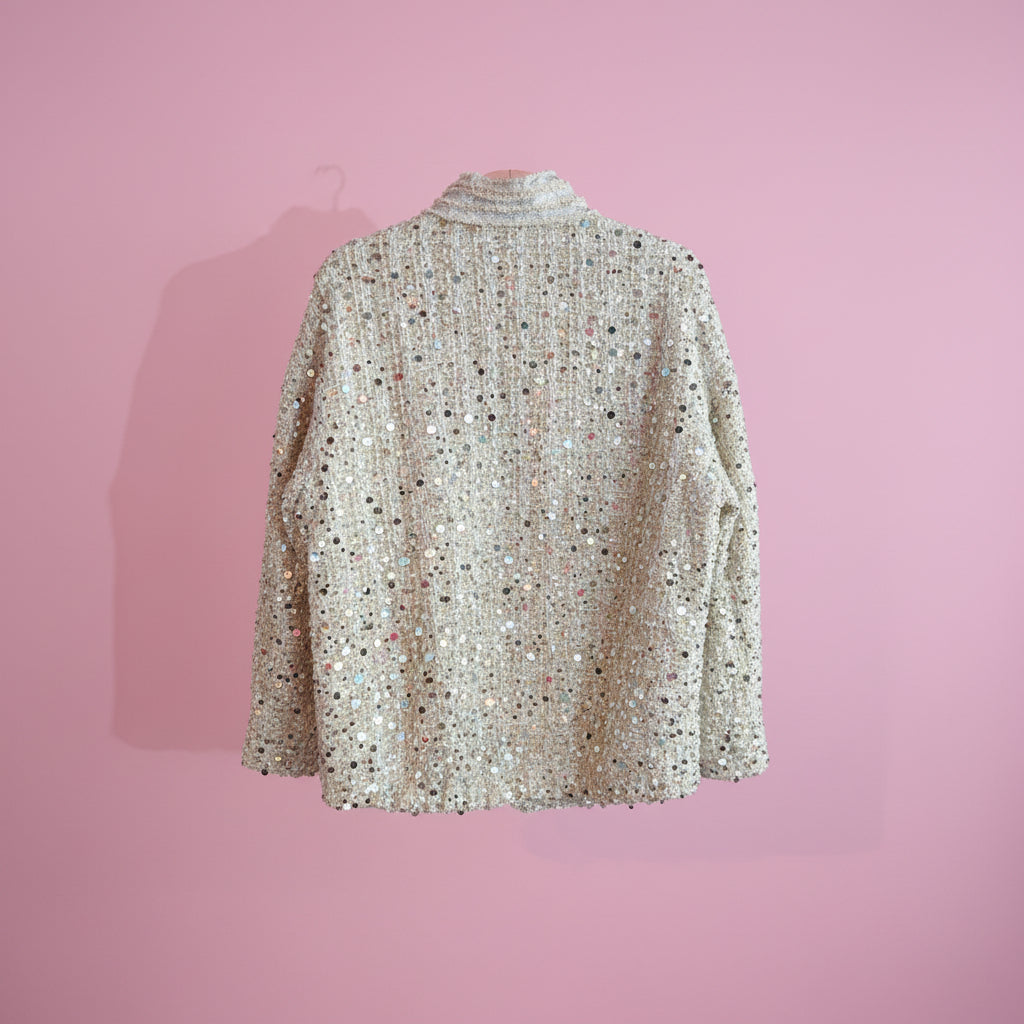 Sparkling bomber -bomber in tweed con paillettes e  Passamaneria