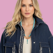 Camicia-giacca Denim- CHANELLINA camicia 100% cotone con passamaneria Couture
