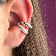Earcuff 2 giri argento  925 rodio e zirconi
