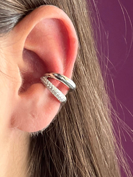 Earcuff 2 giri argento  925 rodio e zirconi