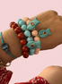 Bracciale Bisette - JAIPUR  OCEANO   turchese  con charm pesciolino turchese (cuore rubellite)