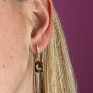 orecchini Moon - Hoop  con pendente luna  zirconi argento 925 gold